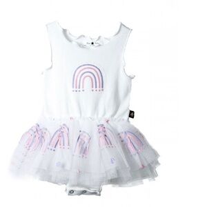 White Rainbow Tutu Kids One Piece by Petite hailey NWT size 6m